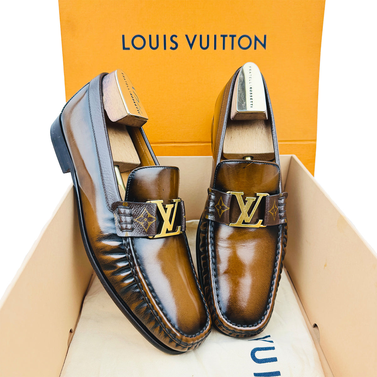 Louis Vuitton Major Burnished Brown Italian Loafers (Size 44.5/45)