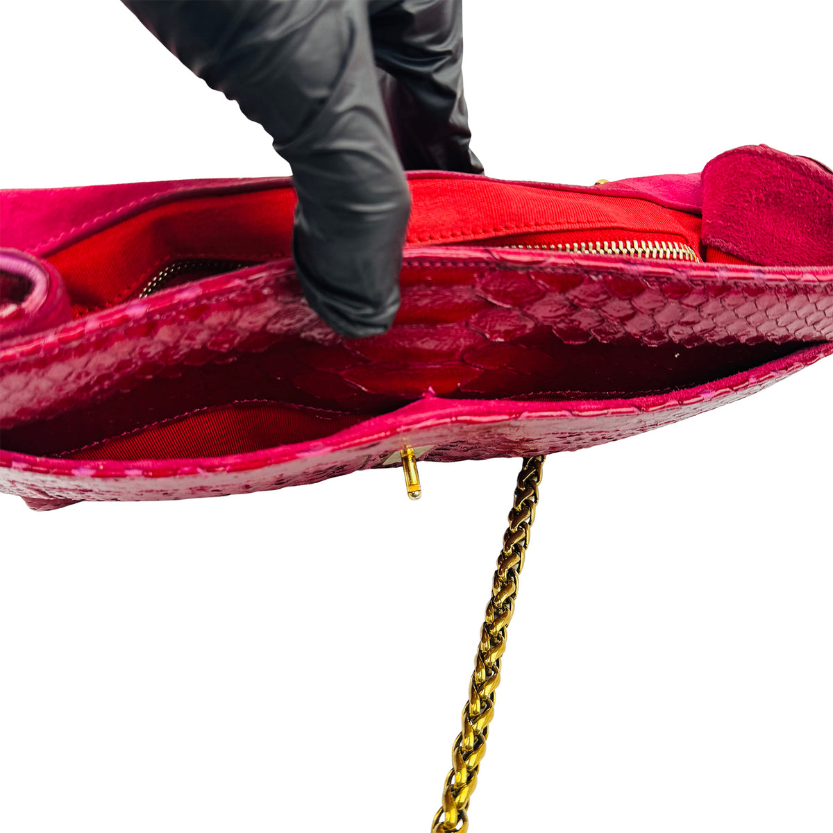 Christian Louboutin Red Python Snakeskin Shoulder Bag