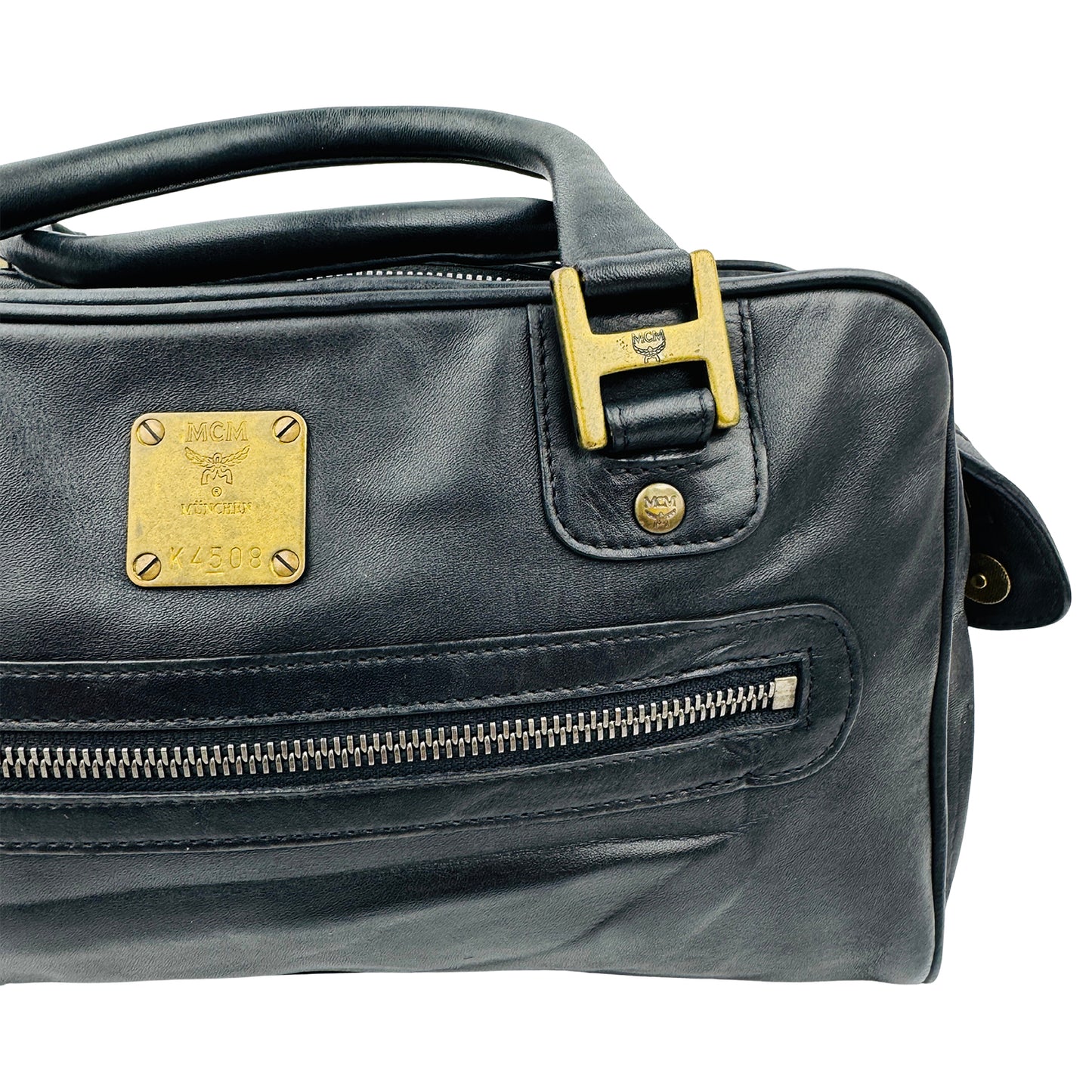MCM Black Boston Leather Shoulder Bag