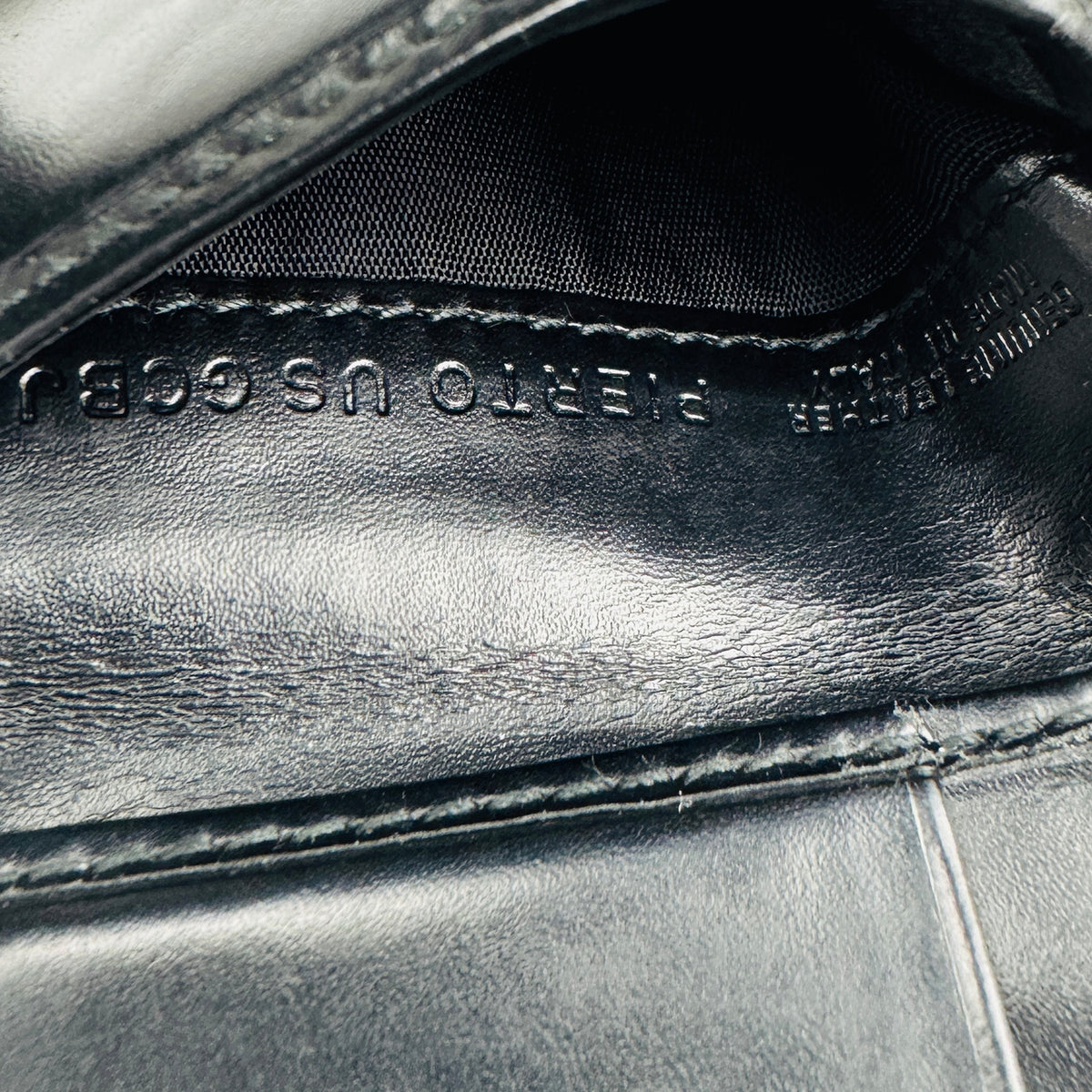 Bally Black Leather Bi-Fold Metal B Corner Wallet