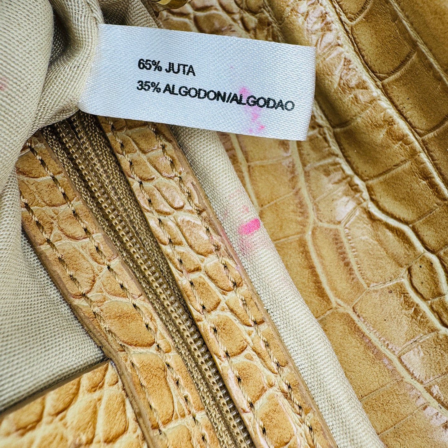 Valentino Garavani Croc-Embossed Tan Hand Bag