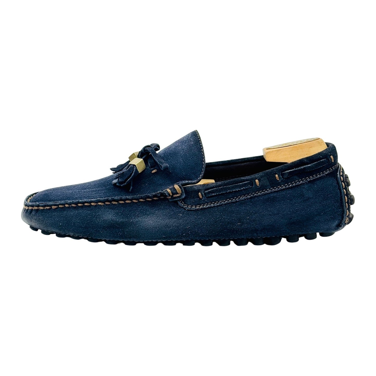 Louis Vuitton Men's Dark Navy Suede Tassel Loafers (Size 41)