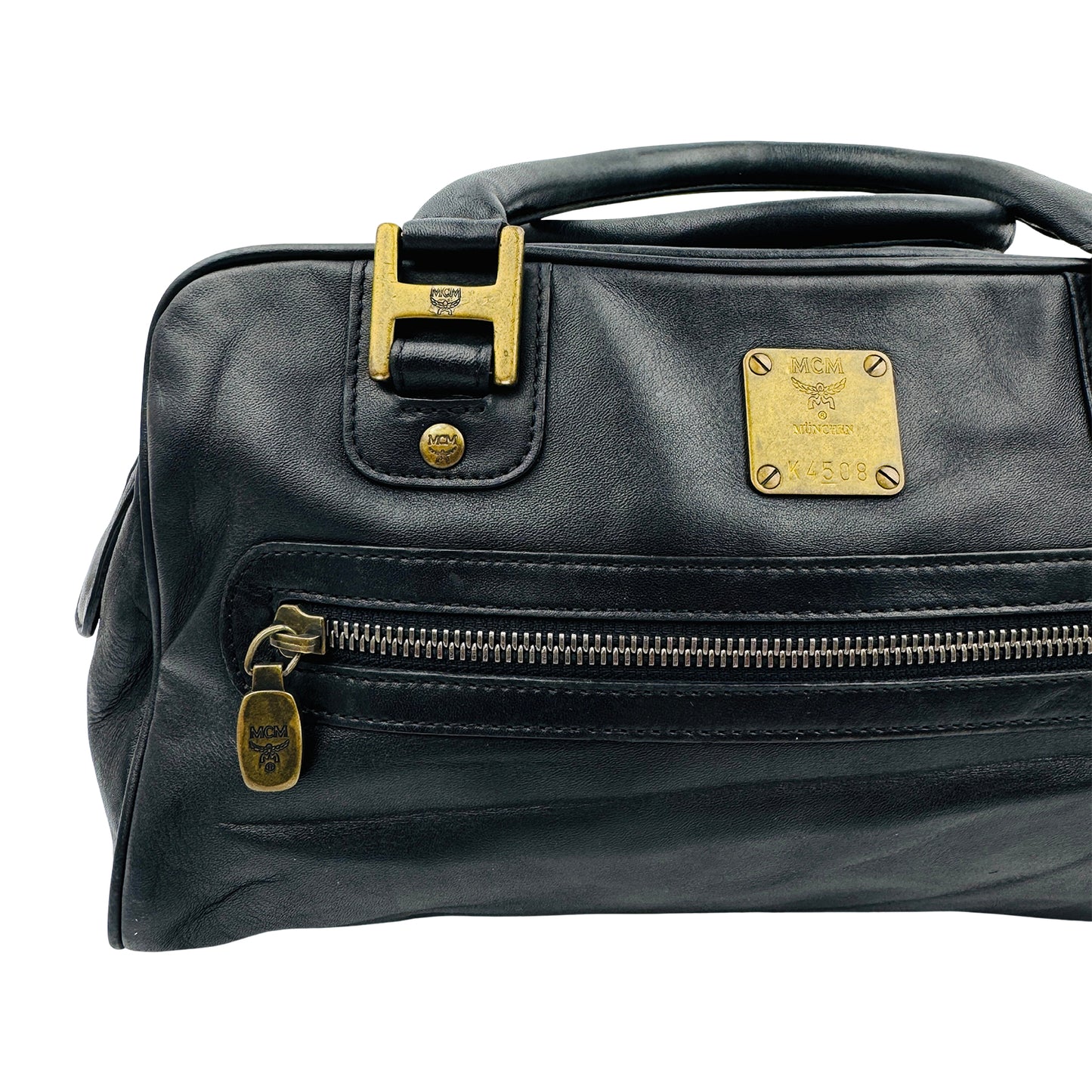 MCM Black Boston Leather Shoulder Bag