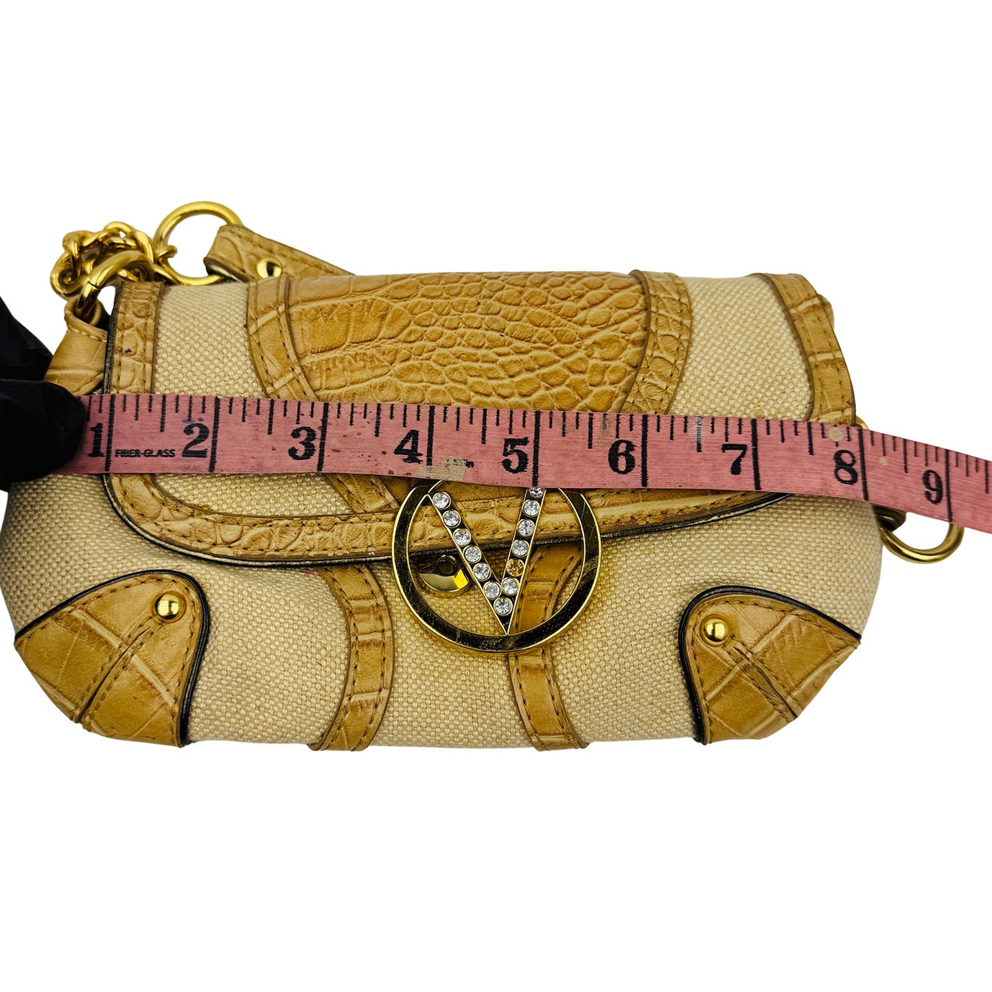 Valentino Garavani Croc-Embossed Tan Hand Bag