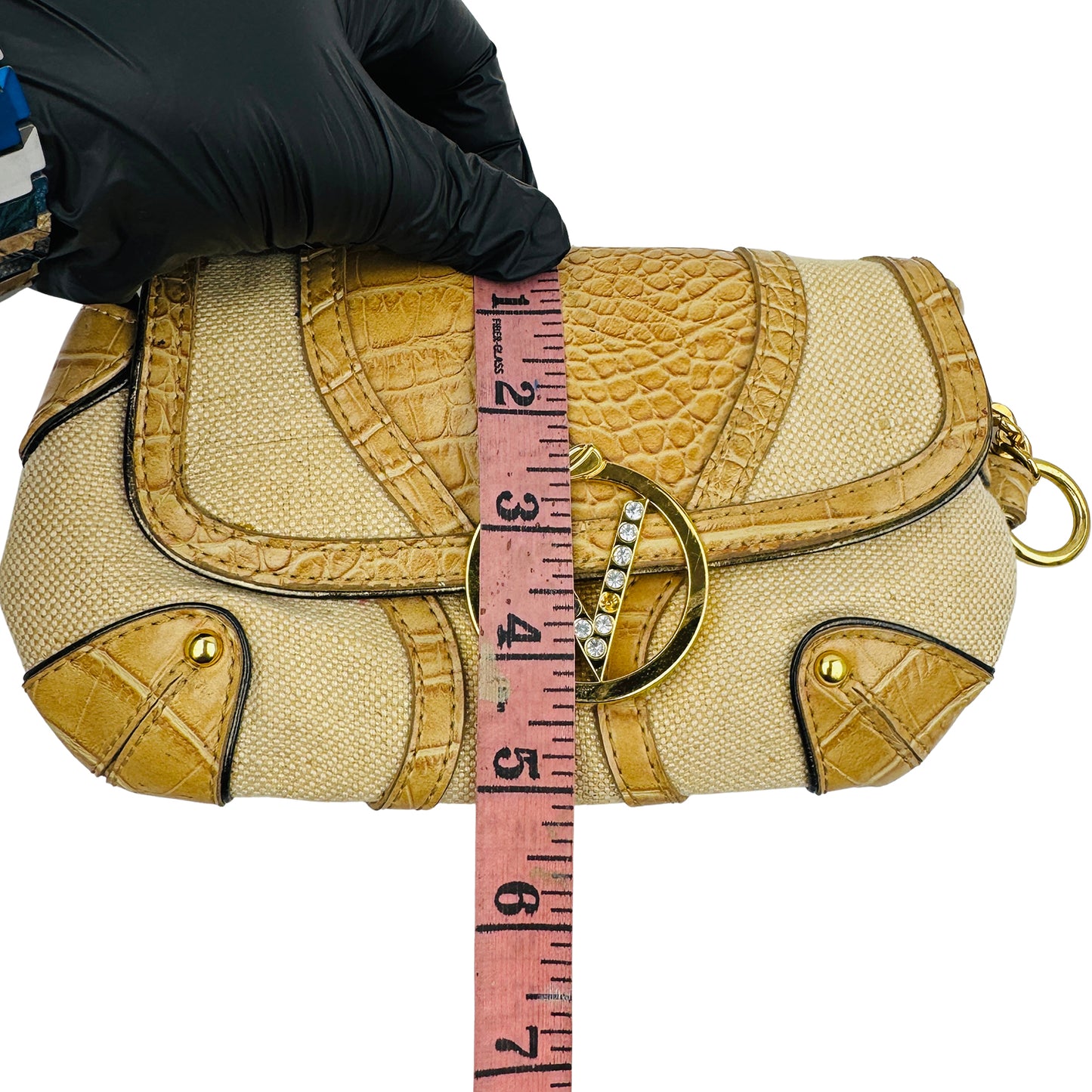 Valentino Garavani Croc-Embossed Tan Hand Bag