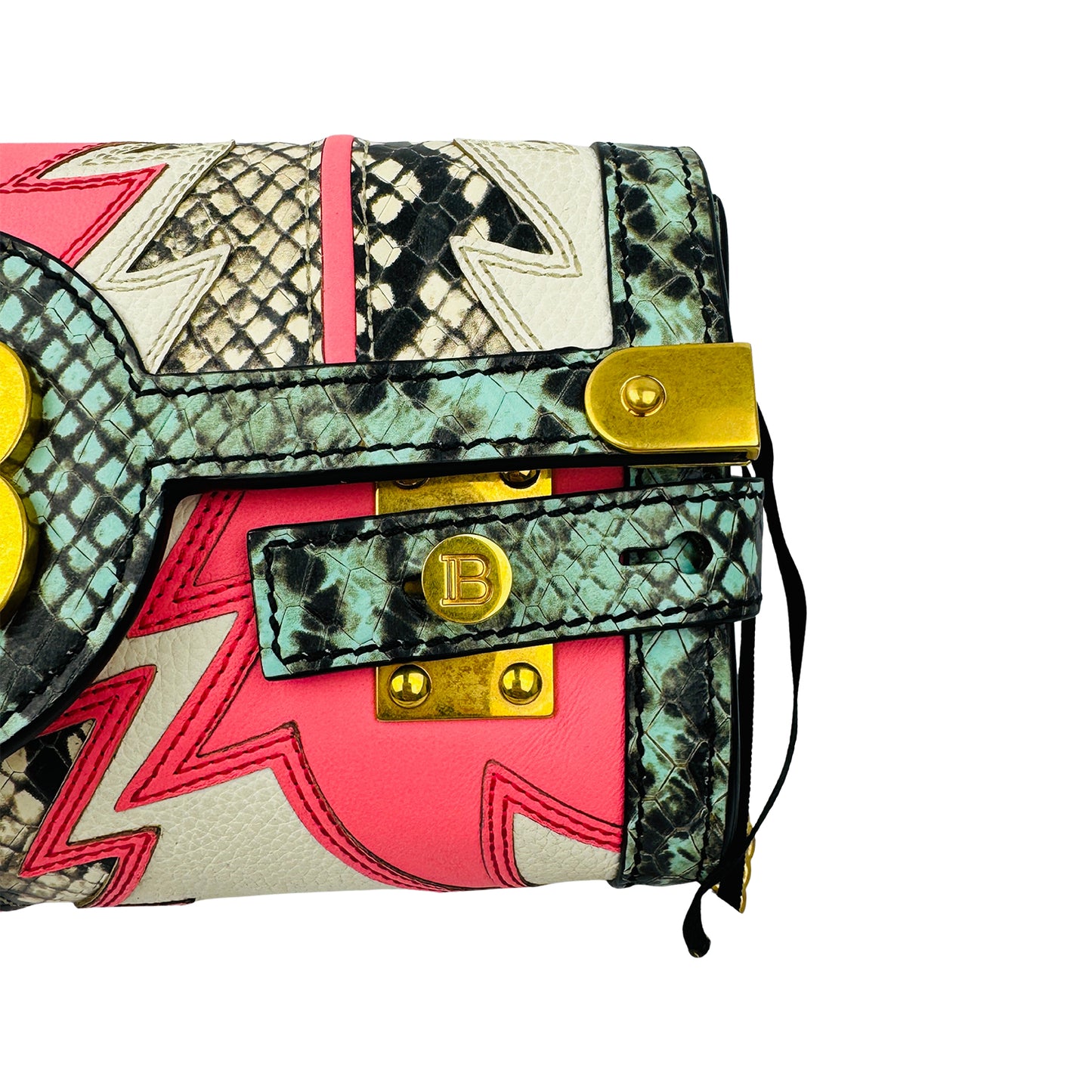 Balmain B-Buzz 23 Patchwork Leather Clutch Bag