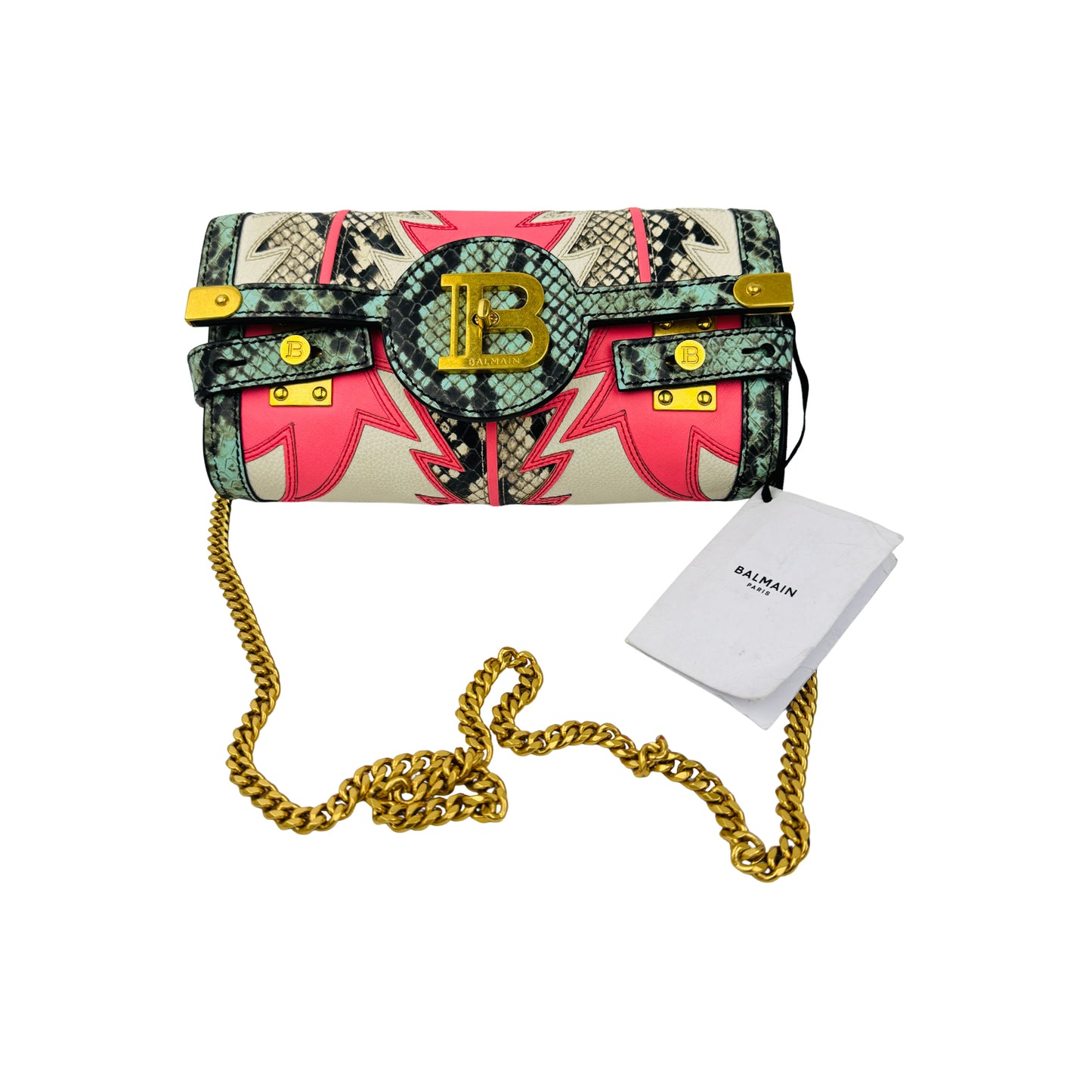 Balmain B-Buzz 23 Patchwork Leather Clutch Bag