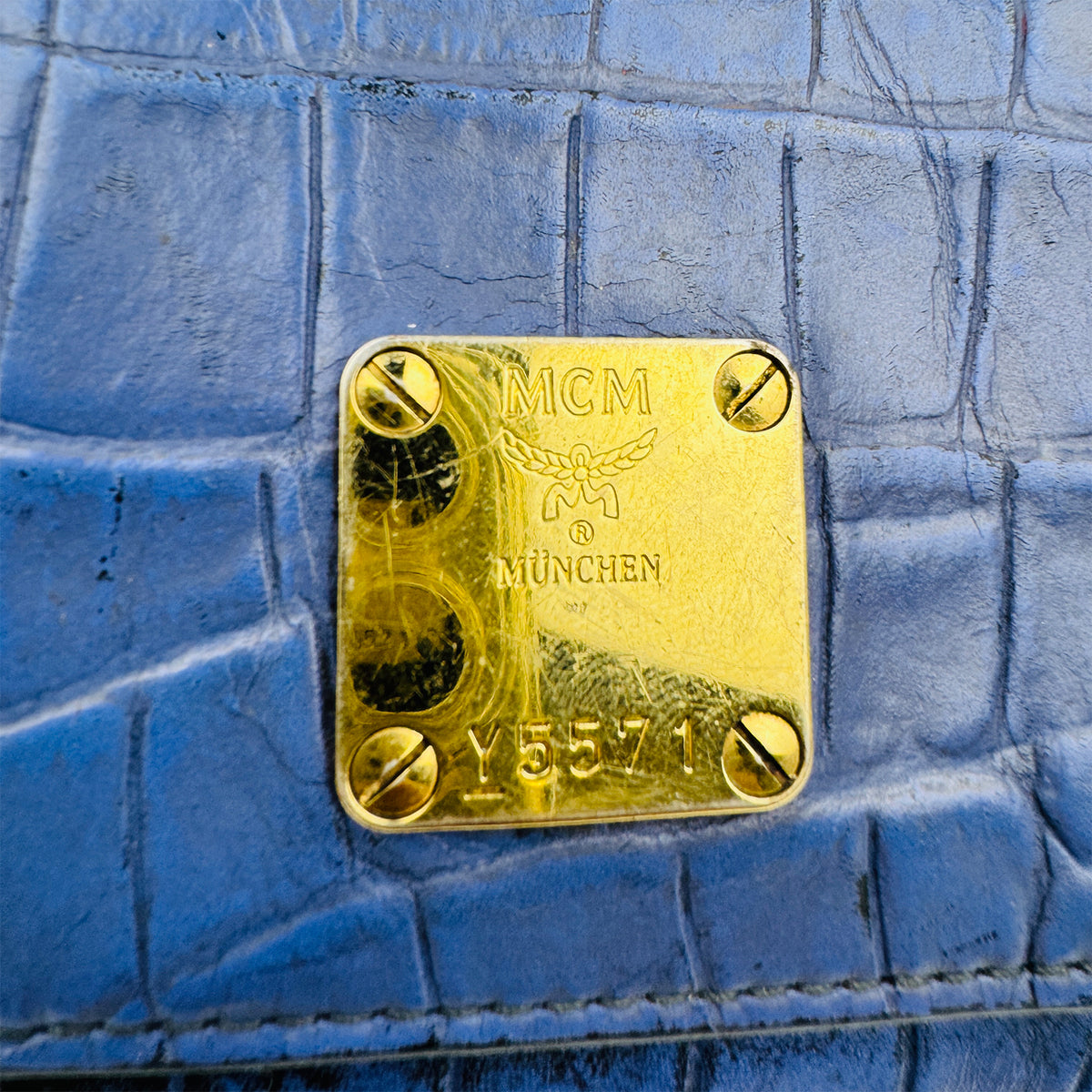 MCM Crocodile-Embossed Leather Long Trifold Wallet