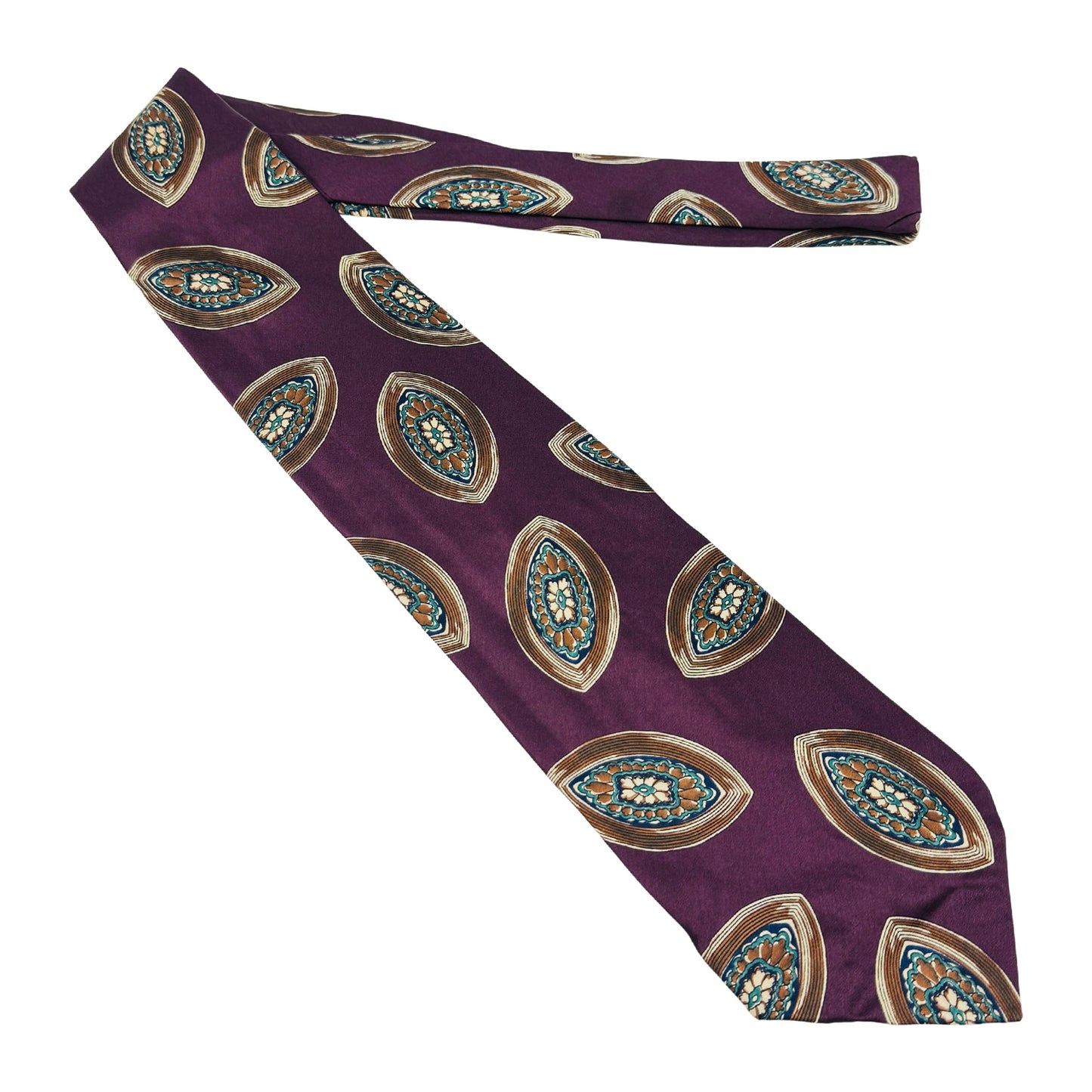 Christian Dior Plum 'Geometric Medallions' Tie (Size Regular)