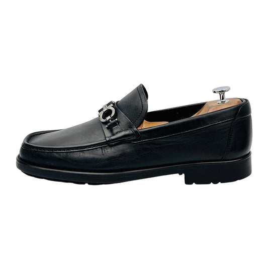 Salvatore Ferragamo Men's Gancini Ornament Black Loafers (Size 44/44.5)