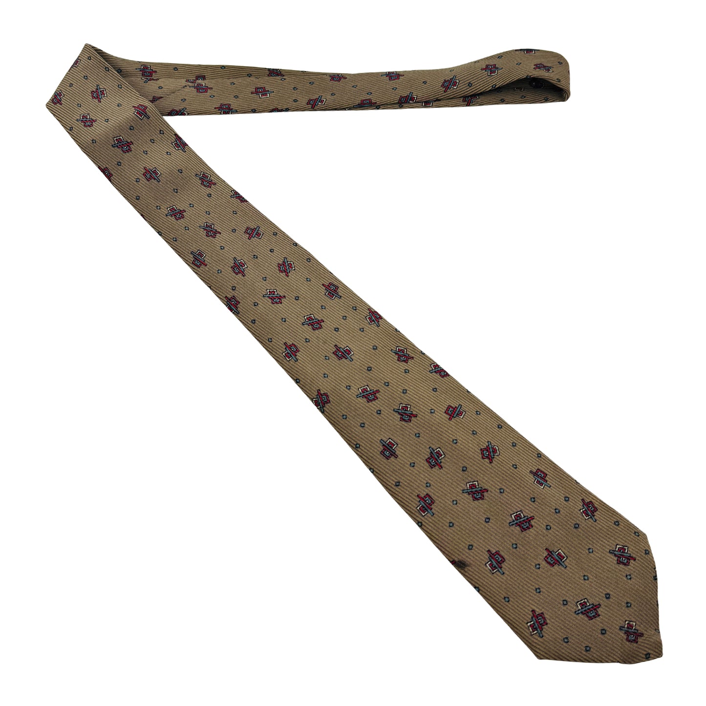 Gucci Khaki Brown 'Geometric Pattern' Tie (Size Slim Fit)
