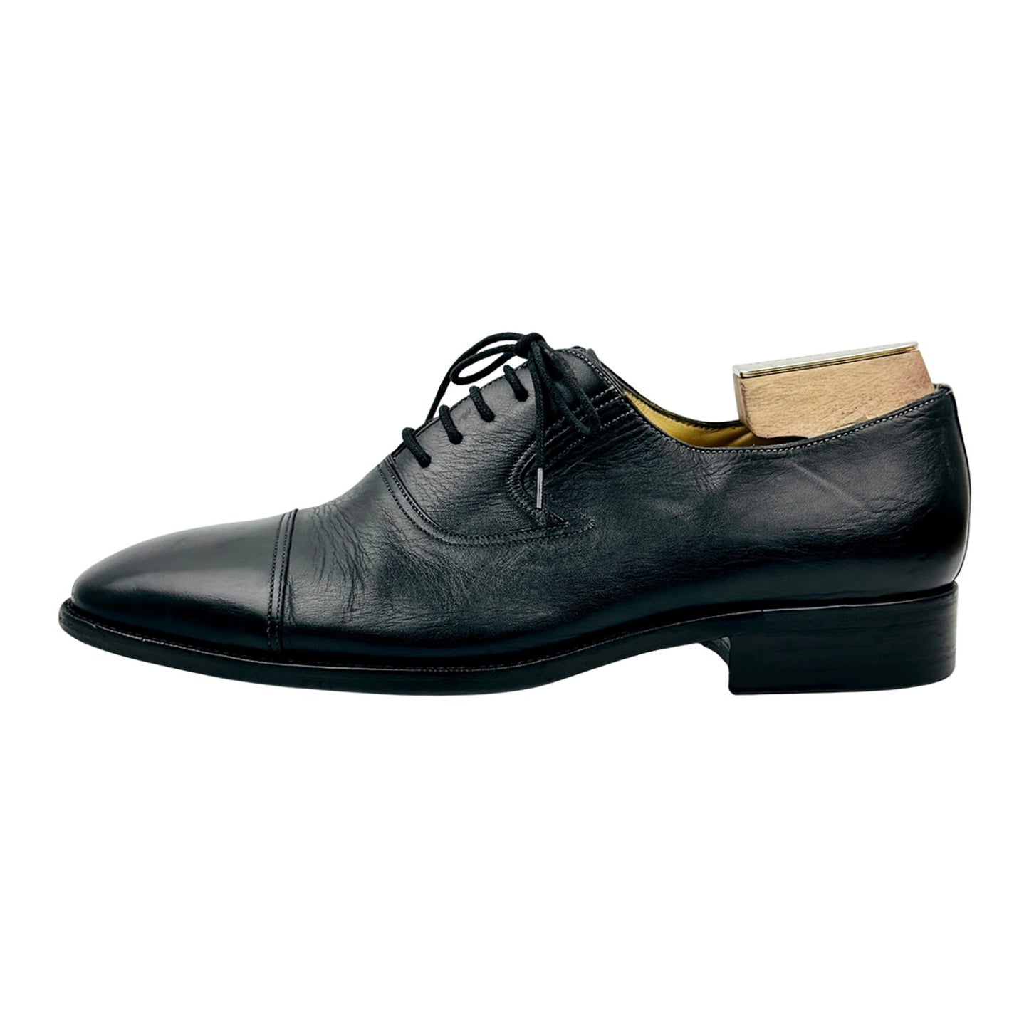 Santoni Men's Black Leather Oxford Shoes (Size 45)