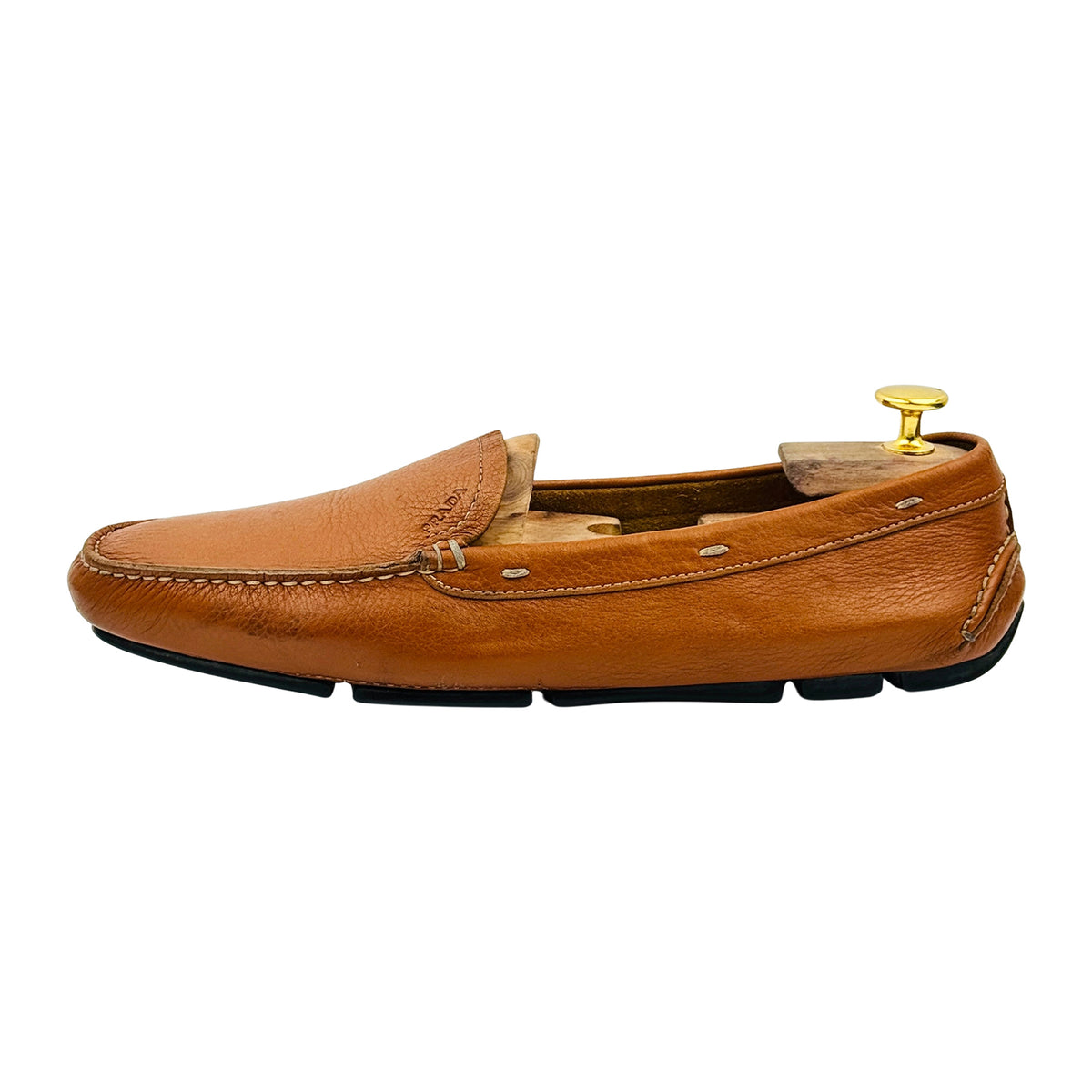 Prada Tan Brown Leather Driving Loafers (Size 41)