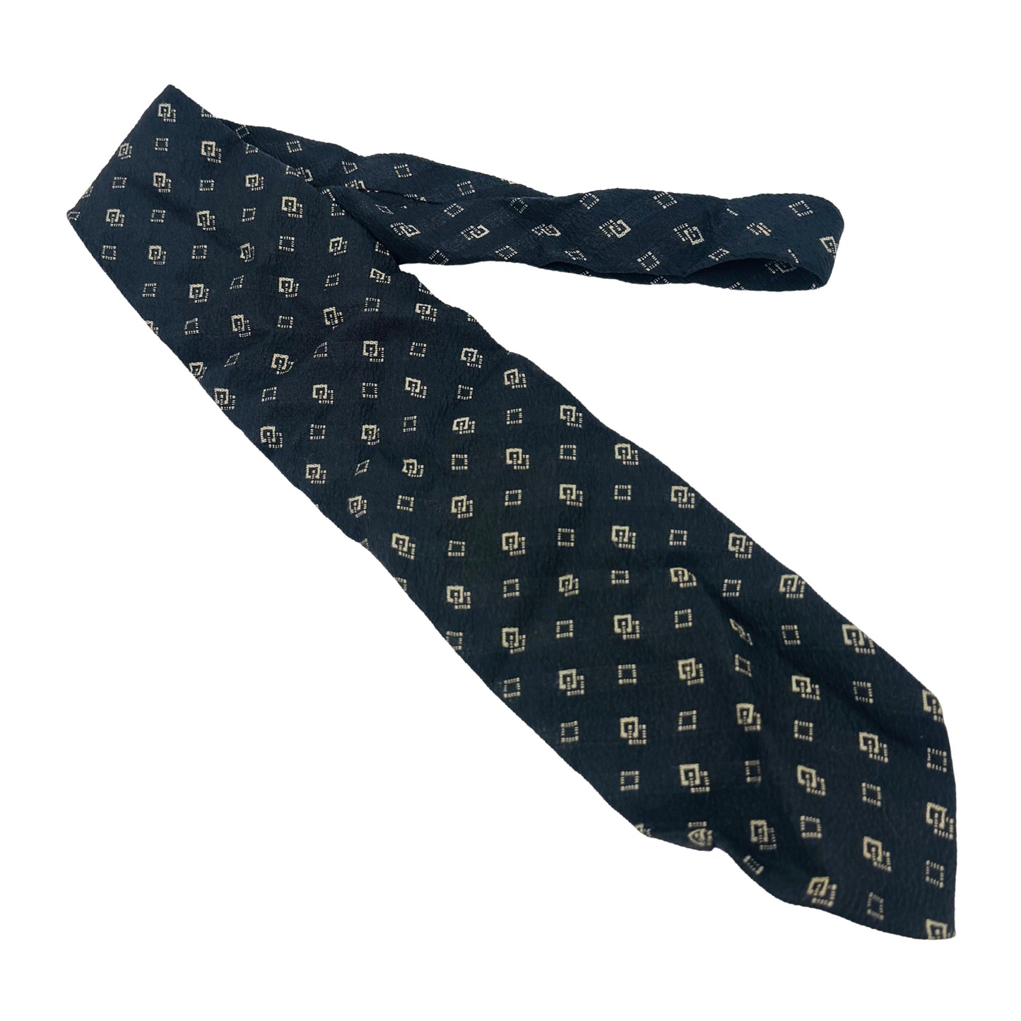 Giorgio Armani Dark Navy 'Beige Geometric Squares' Tie (Size Regular)