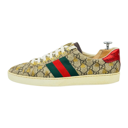 Gucci Ace GG Supreme 'Bees' Ebony Gold Sneakers (Size 41/41.5)