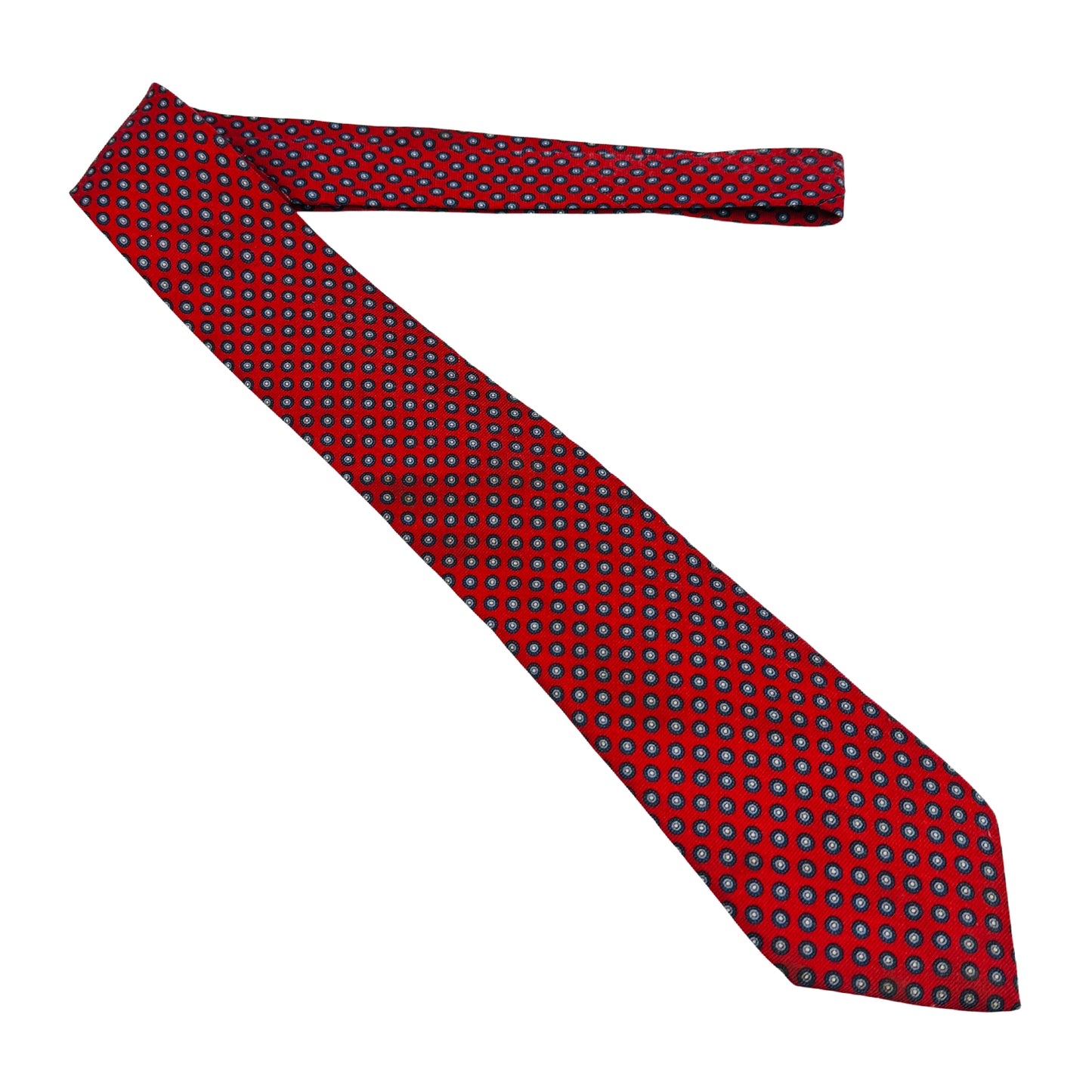 Yves Saint Laurent Red 'Navy Circular Pattern' Tie (Size Regular)