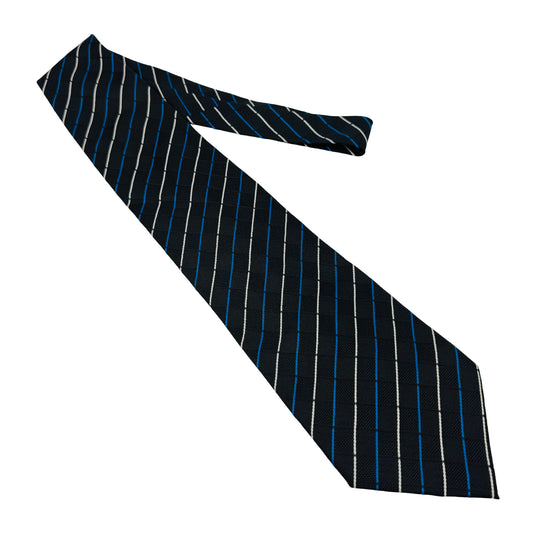 Burberry Black Blue White Silk Tie (Size Regular)
