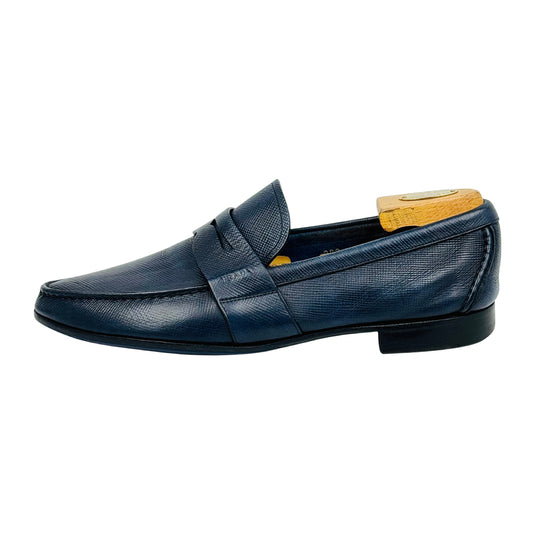 Prada Men's Blue Saffiano Leather Loafers (Size 43)