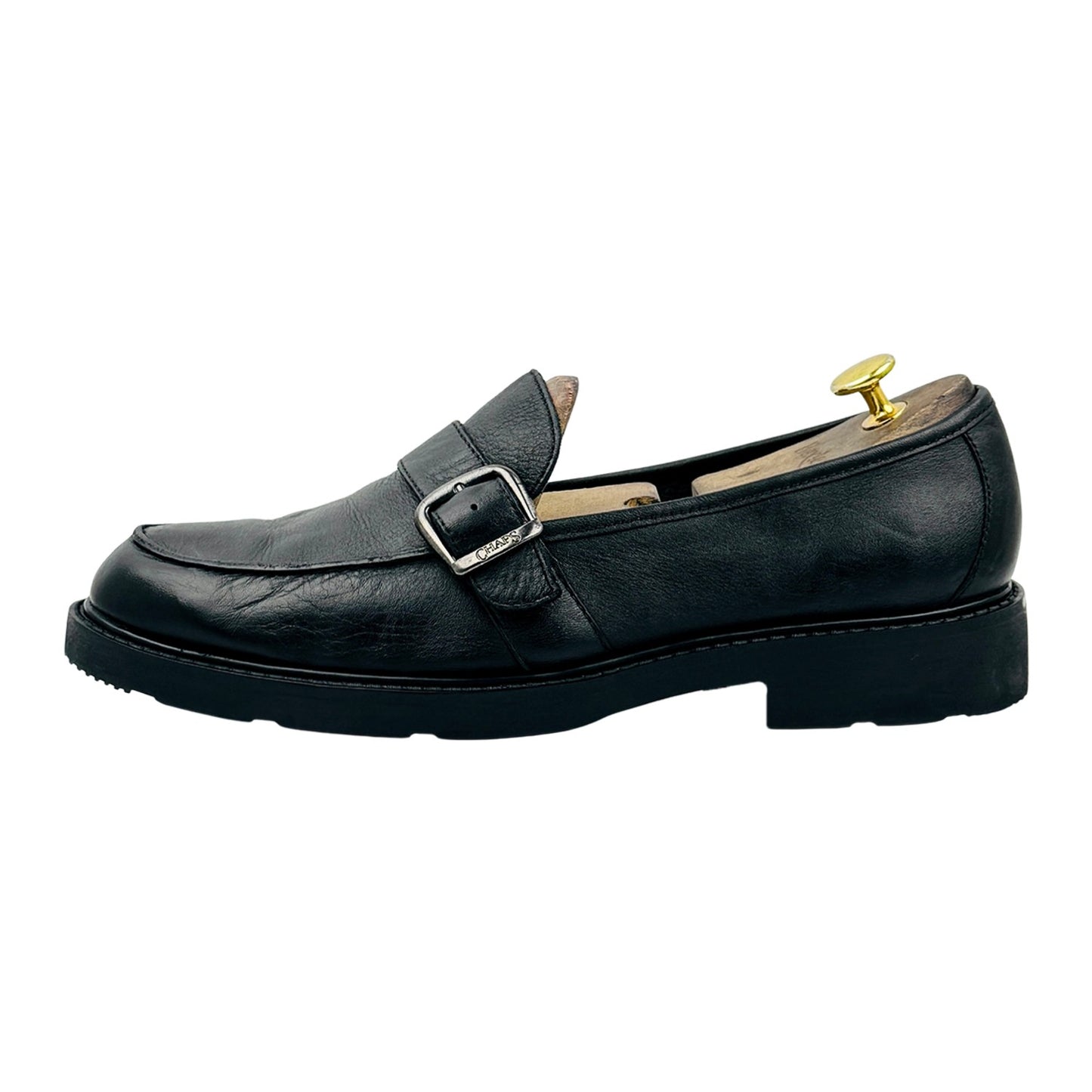 Chaps Wilder Black Leather Buckle Loafers (Size 43.5)