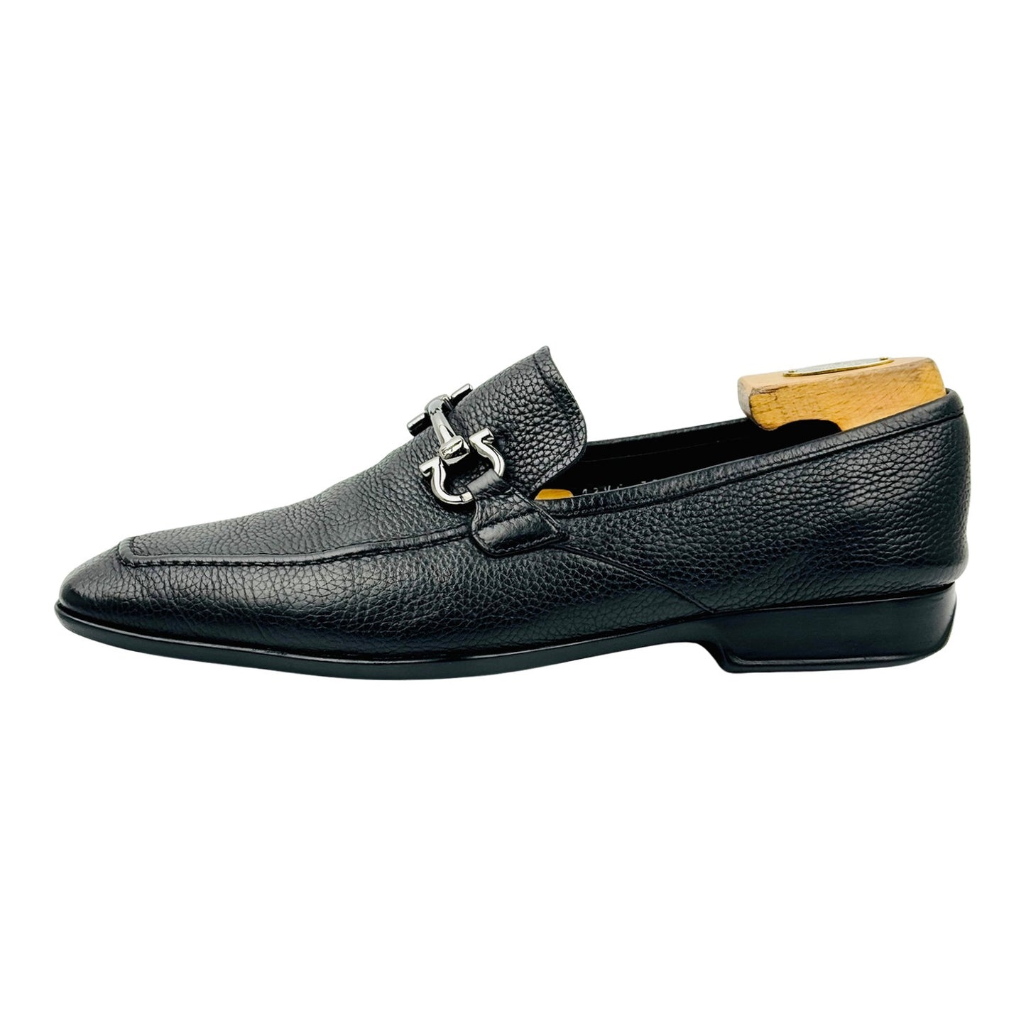 Salvatore Ferragamo Black Pebbled Leather Loafers (Size 43/43.5)