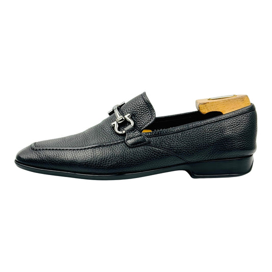 Salvatore Ferragamo Black Pebbled Leather Loafers (Size 43/43.5)