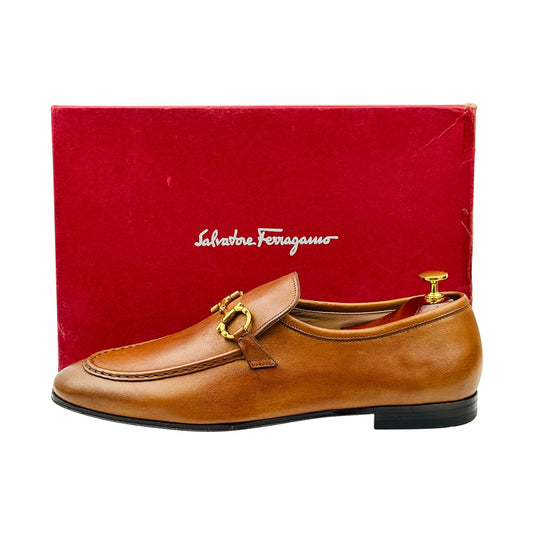 Salvatore Ferragamo Gancini Bit 'Tan Brown' Leather Loafers (Size 46)