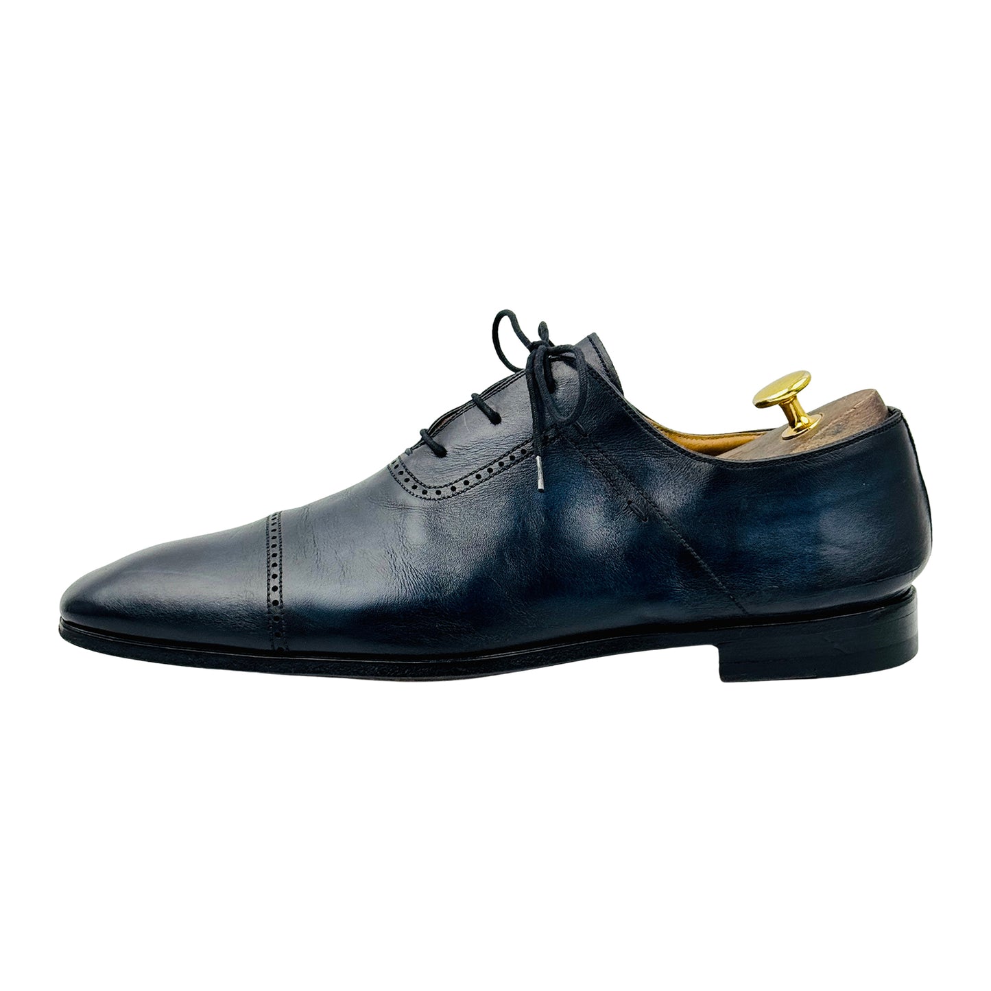 Magnanni Men's Navy Blue Leather Oxfords (Size 42)
