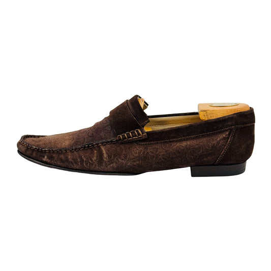 Dolce & Gabbana Brown Suede DG Embossed Loafers (Size 44/44.5)