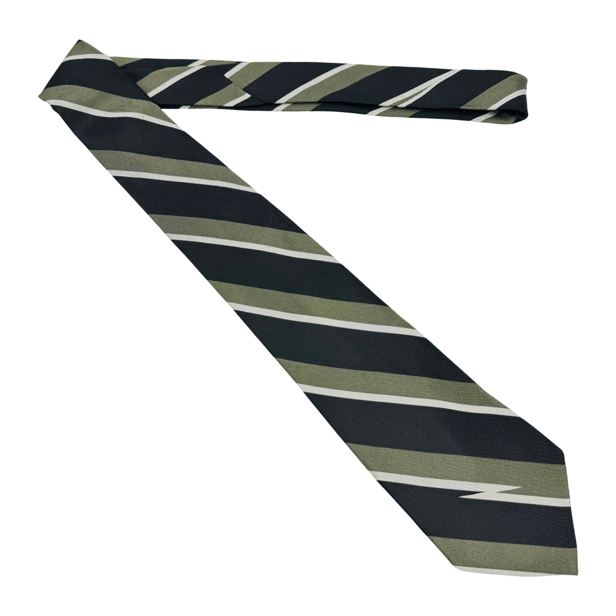Diesel Black Green Diagonal Stripes Tie (Size Regular)