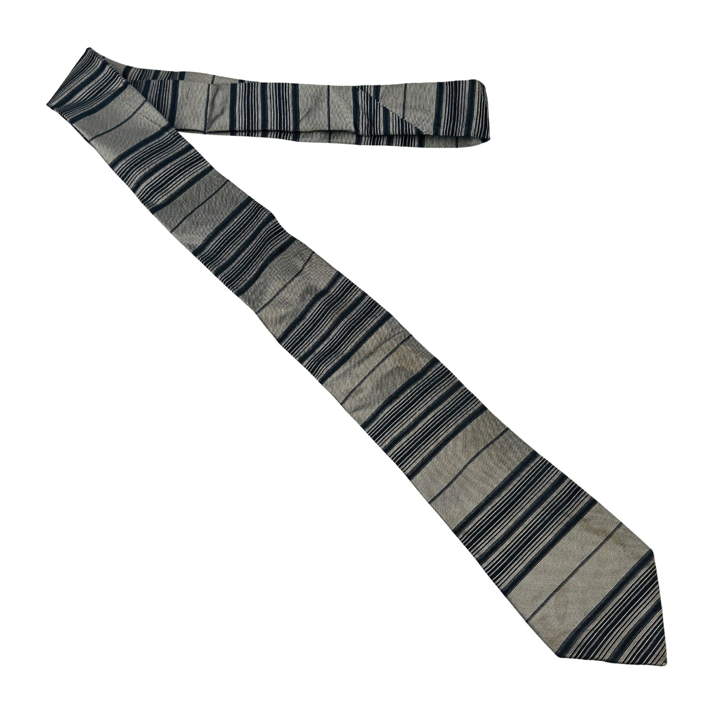 Gucci Silver 'Striped Pattern' Silk Tie (Size Slim Fit)