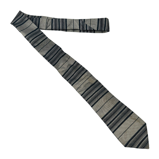 Gucci Silver 'Striped Pattern' Silk Tie (Size Slim Fit)