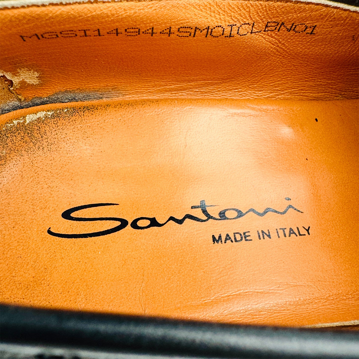 Santoni Men's Black Leather Penny Loafers (Size 43.5)