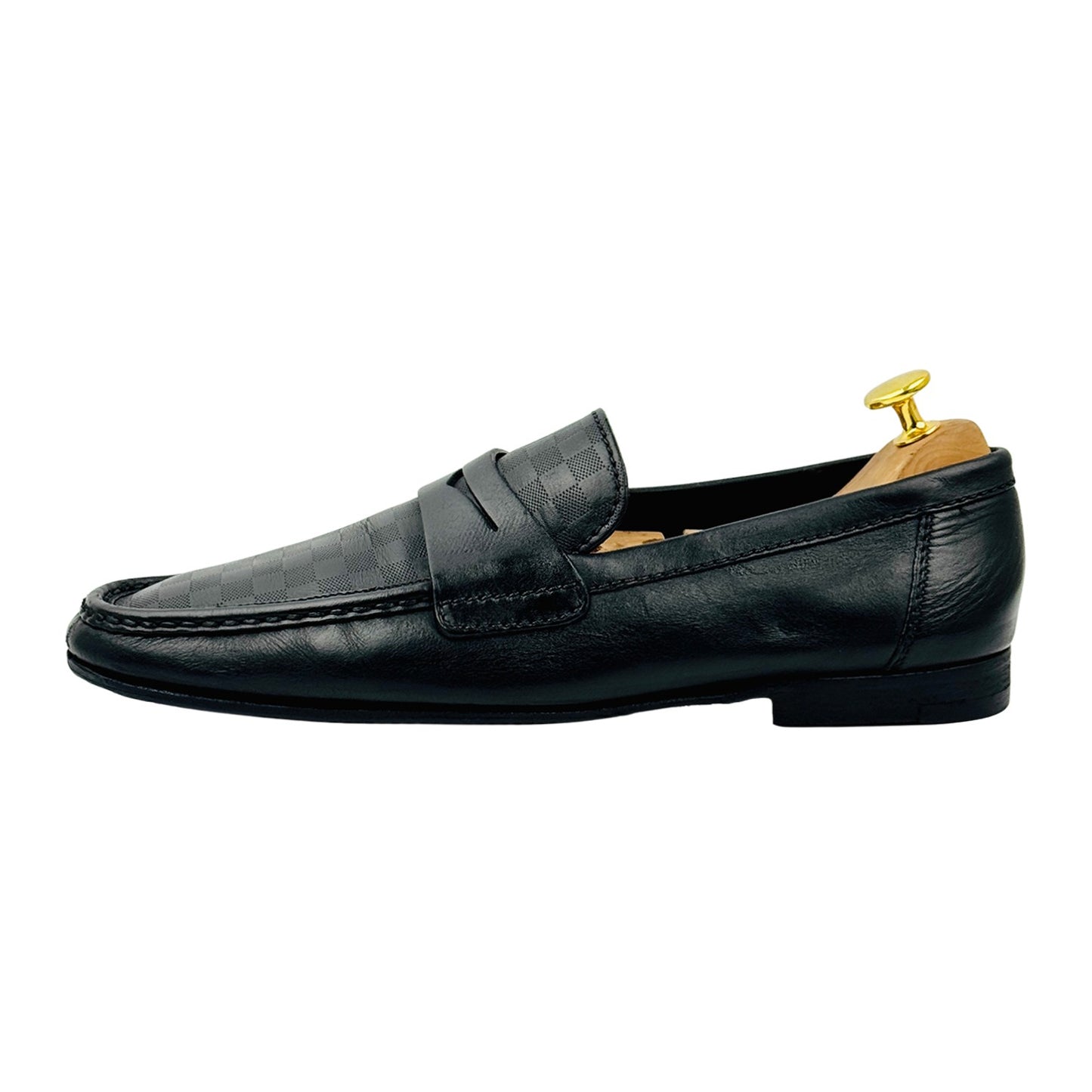 Louis Vuitton Black Damier Infiniti Embossed Leather Loafers (Size 43)