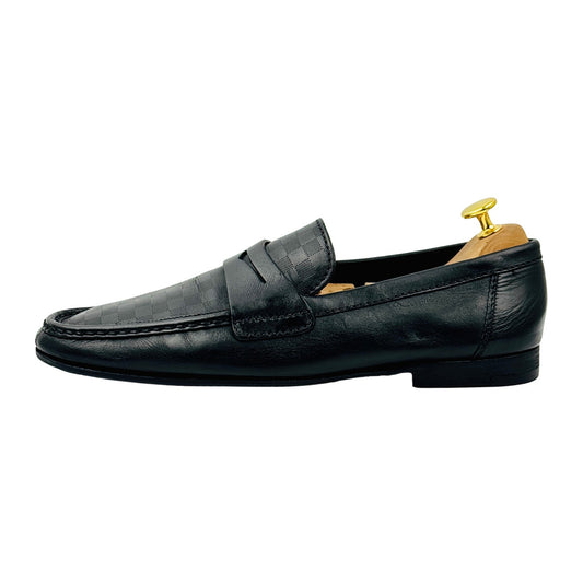 Louis Vuitton Black Damier Infiniti Embossed Leather Loafers (Size 43)