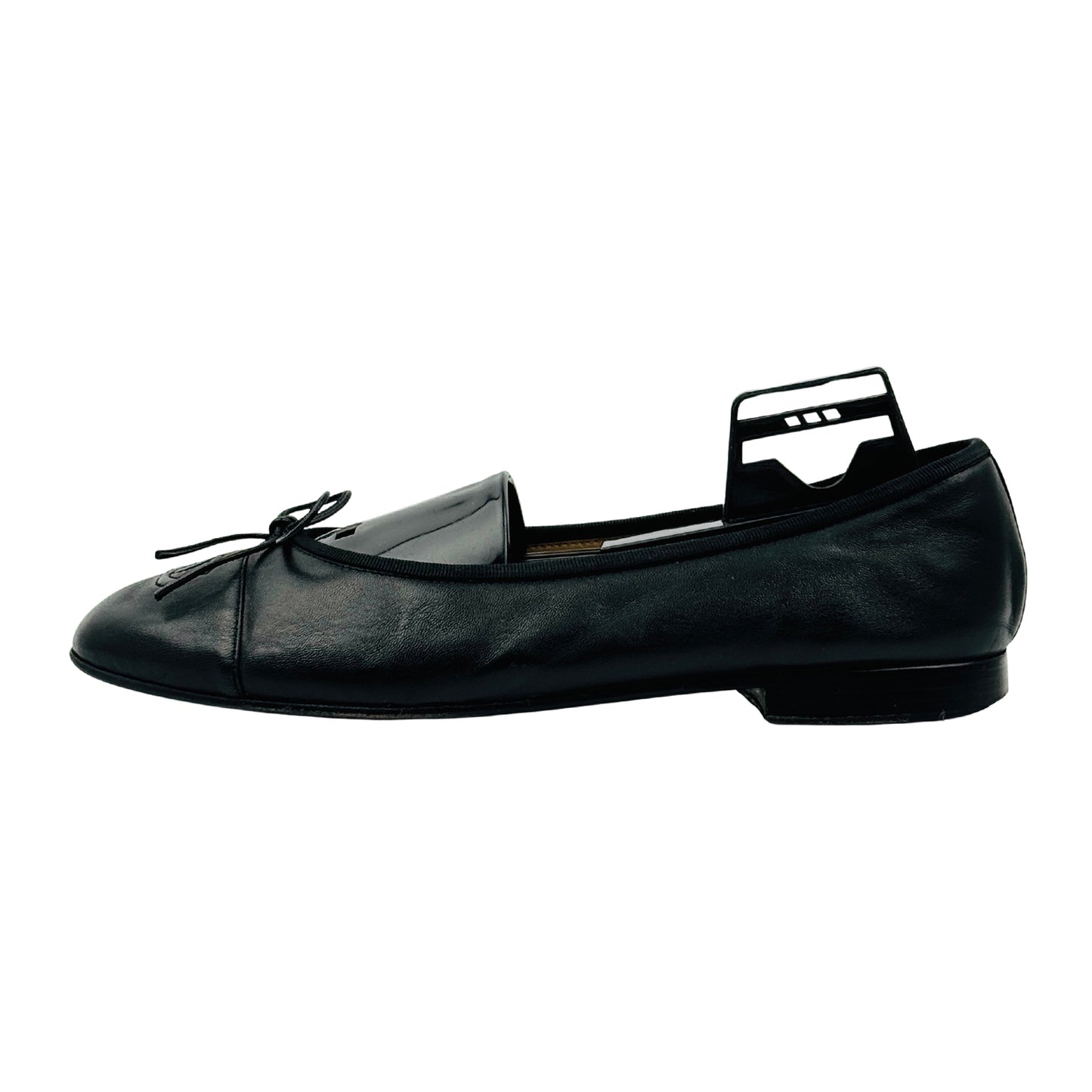 Chanel Black Leather Ballet Flats (Size 39)