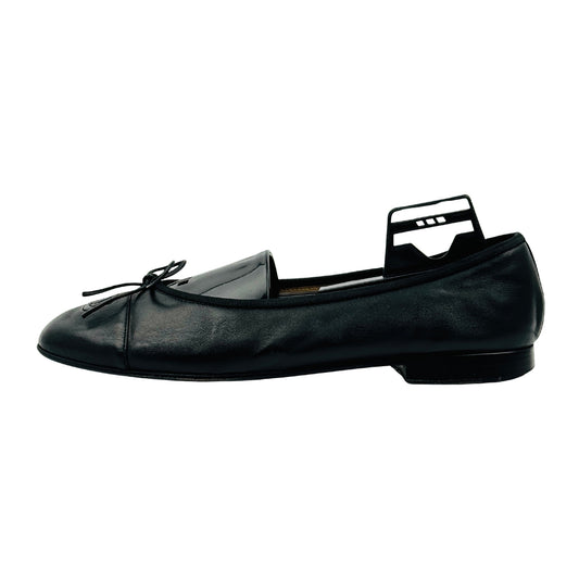 Chanel Black Leather Ballet Flats (Size 39)