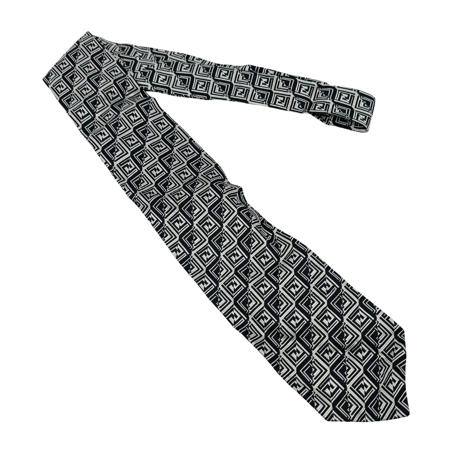 Versace Black & White 'Geometric Pattern' Tie (Size Regular)