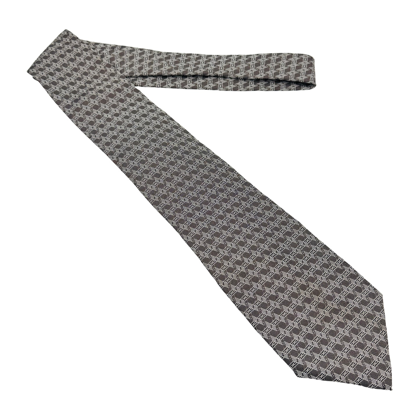 Hermès Charcoal Grey 'Geometric Pattern' Tie (Size Regular)