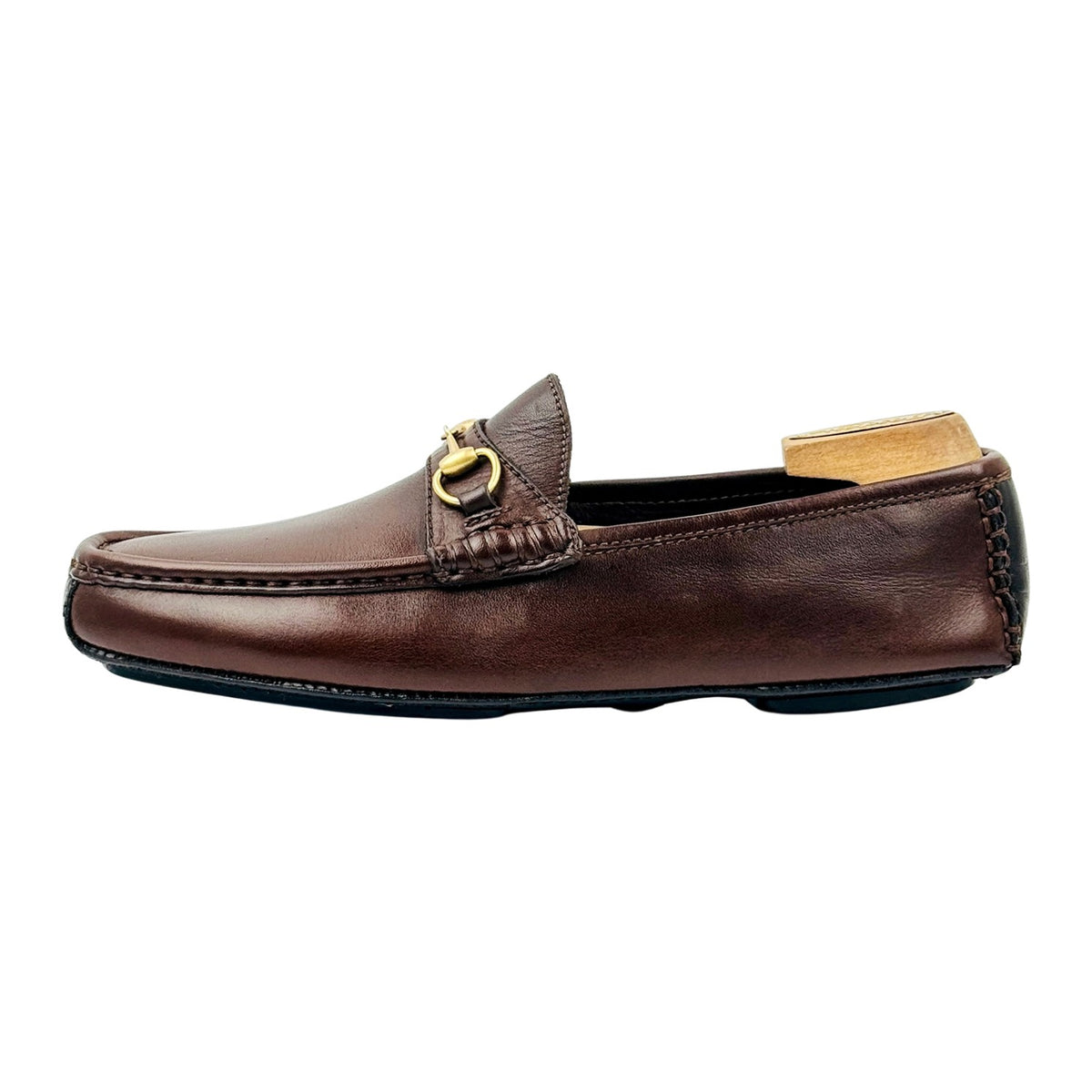 Gucci Dark Brown Leather Horsebit Driving Loafers (Size 39)