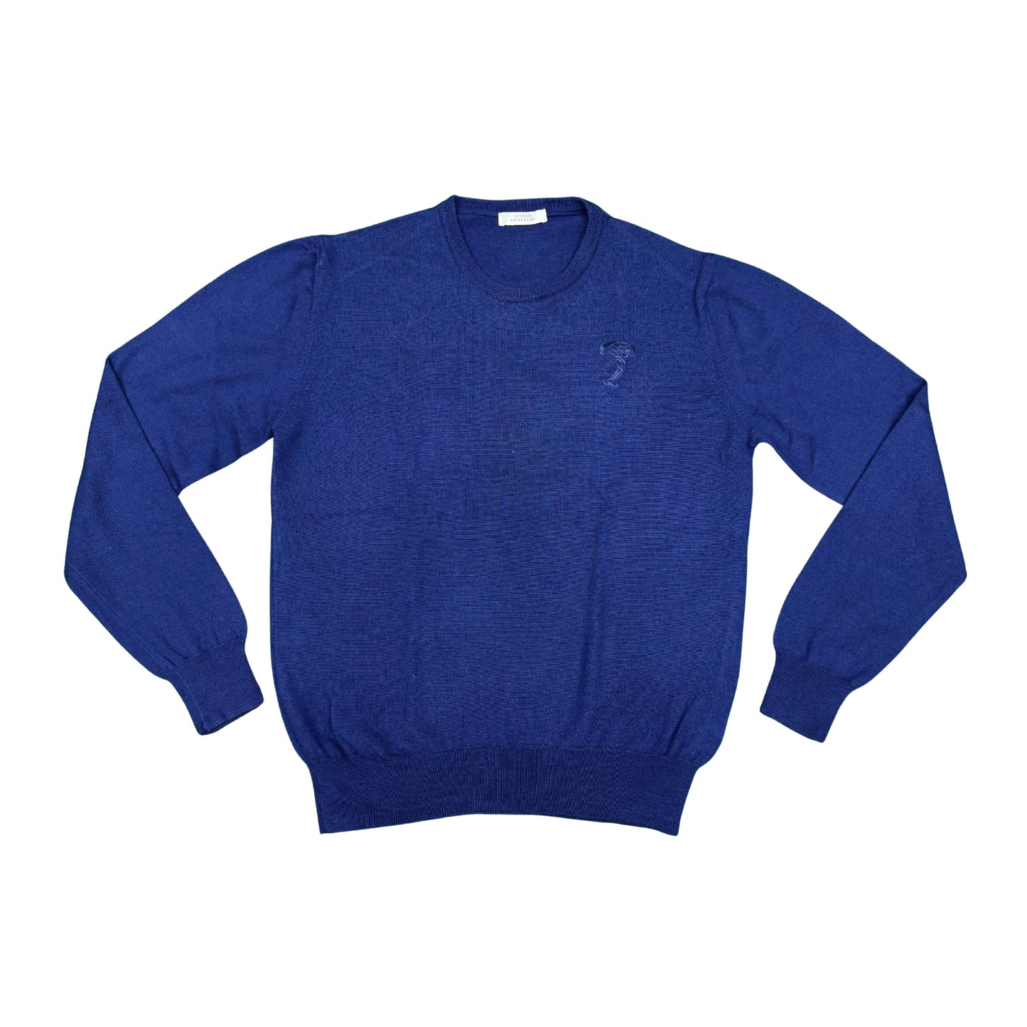 Versace Navy Blue Medusa Logo Crewneck Sweater (Size Small)