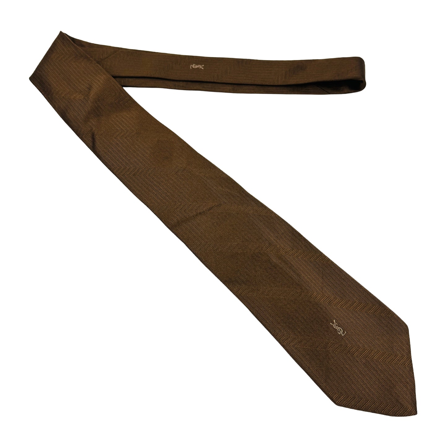 Yves Saint Laurent Brown 'Geometric Pattern' Tie (Size Regular)