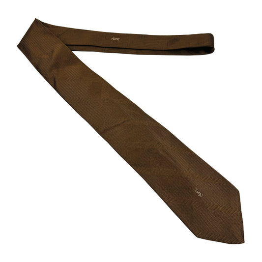 Yves Saint Laurent Brown 'Geometric Pattern' Tie (Size Regular)