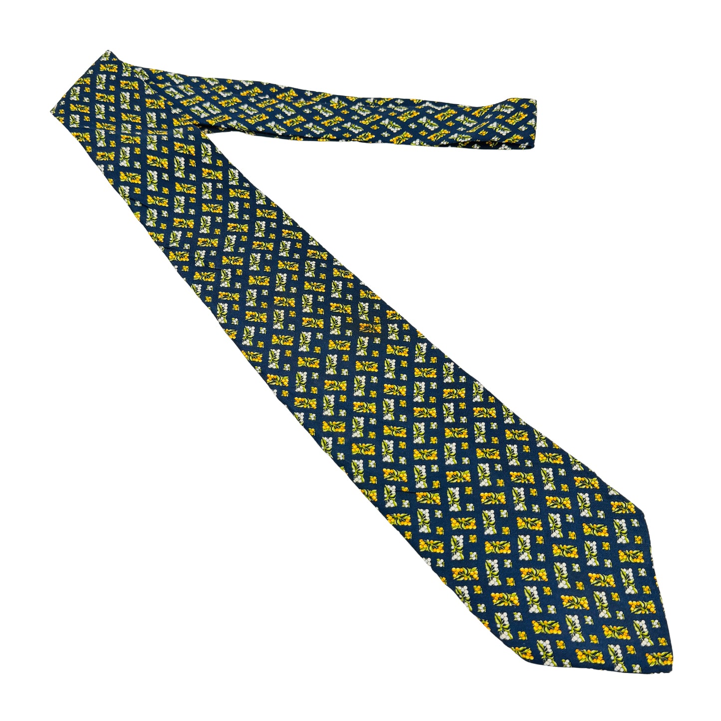 Salvatore Ferragamo Navy Blue 'Floral Pattern' Tie (Size Regular)