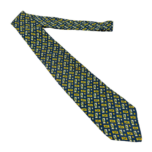 Salvatore Ferragamo Navy Blue 'Floral Pattern' Tie (Size Regular)