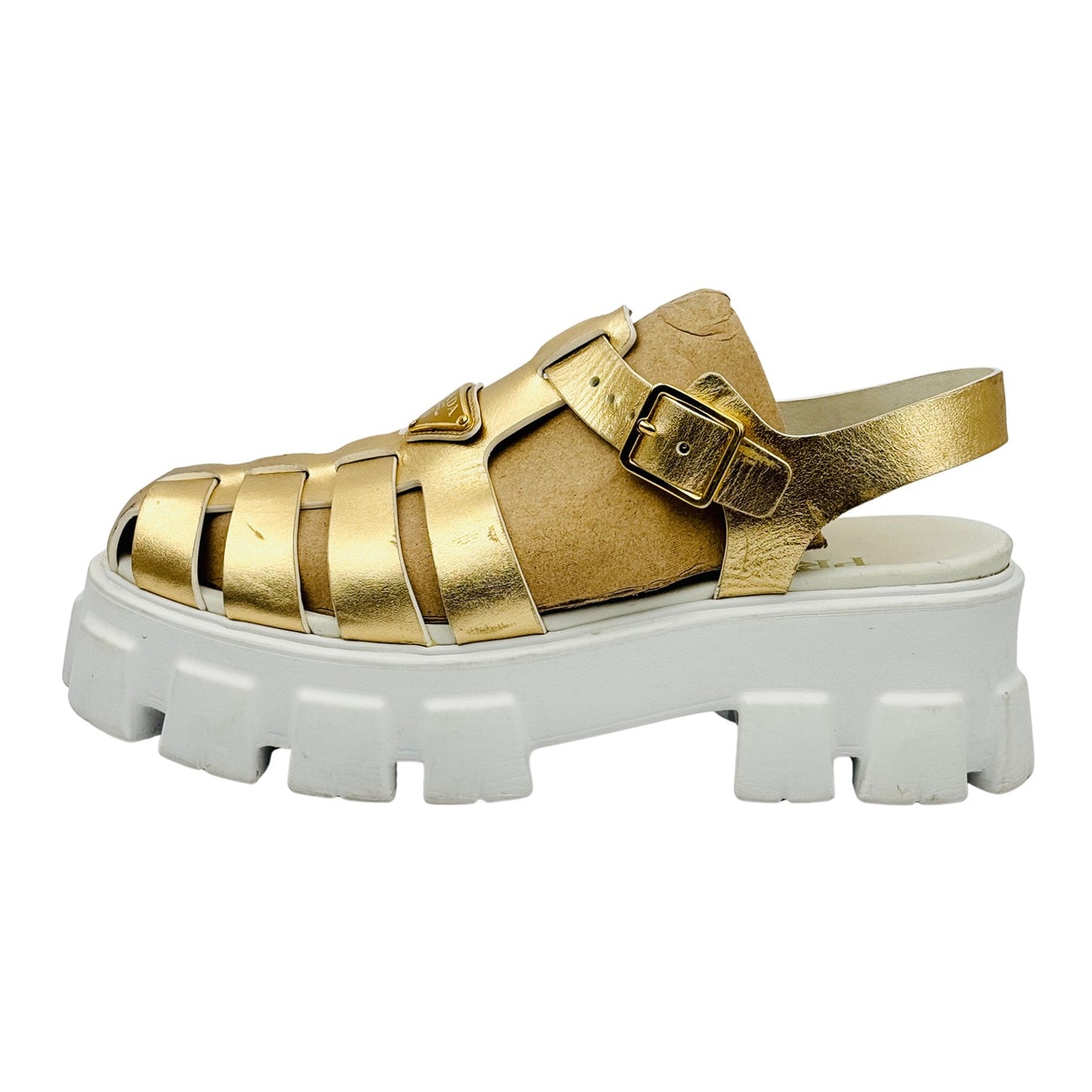 Prada Women's Sandali Metallic Fisherman Sandals (Size 40)