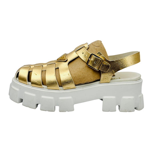 Prada Women's Sandali Metallic Fisherman Sandals (Size 40)