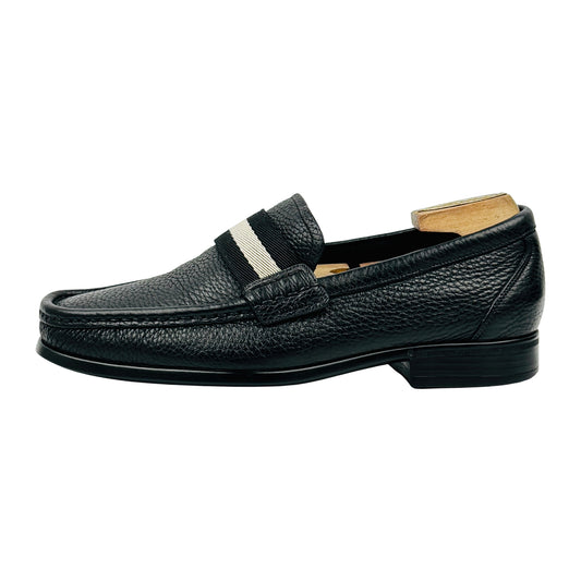 Bally Black Pebbled Leather Loafers (Size 38)