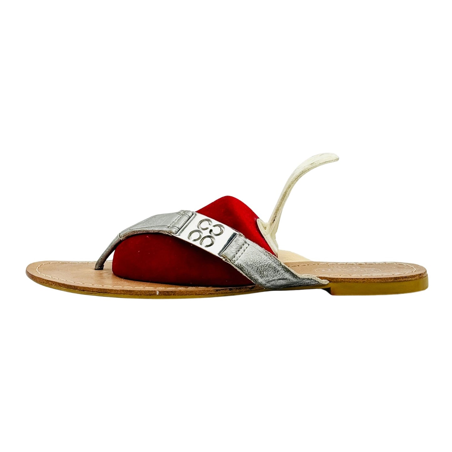 Coach Women's 'Metallic Silver Tan' Flip Flops (Size 36)