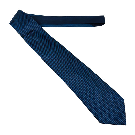 Angelo Litrico Navy Blue 'Geometric Woven Pattern' Tie (Size Regular)