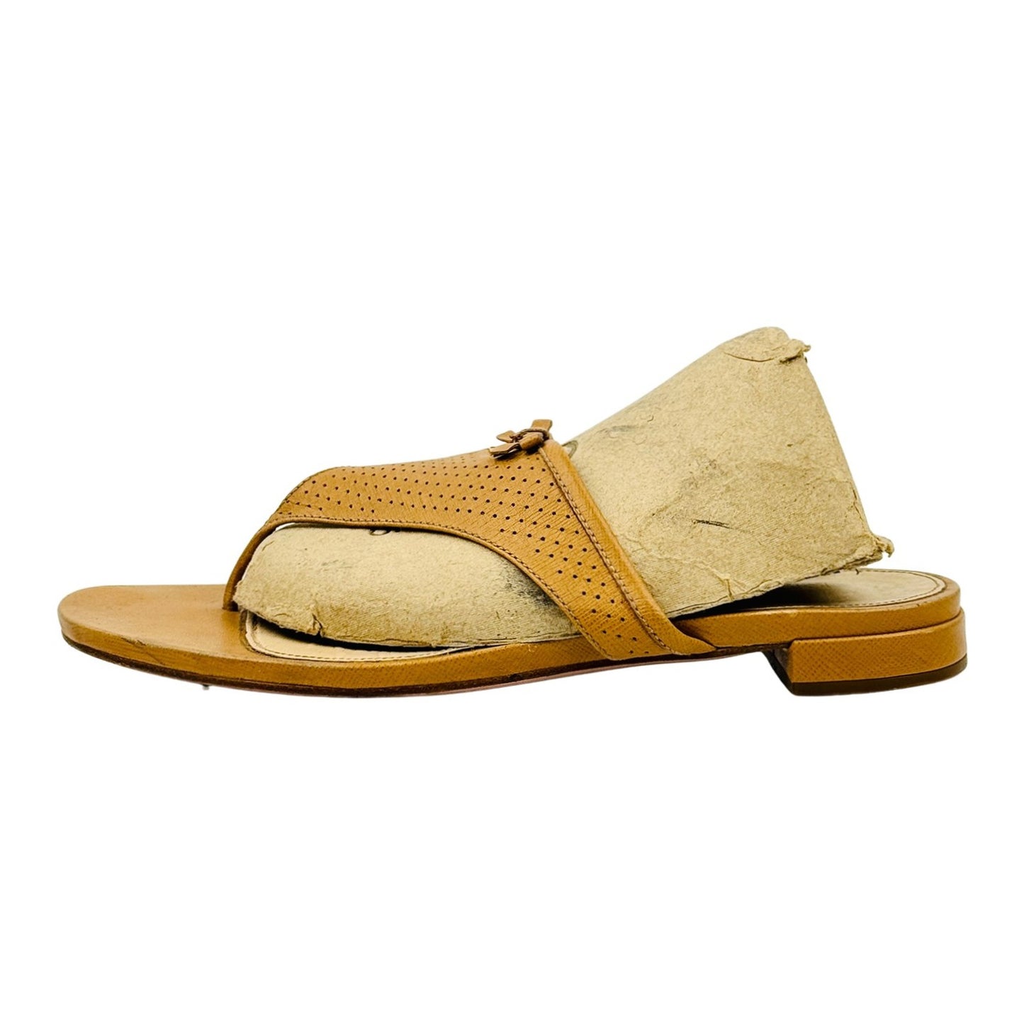 Prada Brown Leather Thong Sandal Slippers (Size 40)